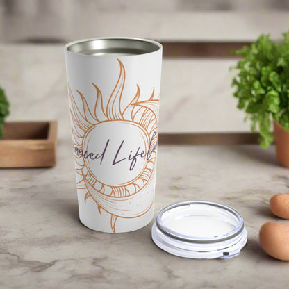This tumbler is an excellent choice for daily use to keep 20oz of your favorite beverages hot or cold thanks to the double-wall insulation. Meanwhile, the stainless steel construction provides excellent durability and it's dishwasher safe for added convenience. sun and moon design on white background . sun and moon logo Makes a fun statement and looks good while on the go or at home