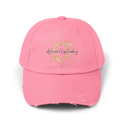 Made with 100% cotton twill for high-end comfort and durability, these custom distressed hats bring all the style and practicality one needs in daily life. The low profile along with the d-ring closure on a self-fabric hideaway strap ensures both proper protection from the sun and that perfect, adjustable fit. Beautiful sun and moon logo makes for a stylish look.
